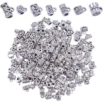 BronaGrand 100g (About 120-170pcs) Mixed Antique Copper Bail Beads,Spacer Bead,Bail Tube Beads,Bracelet Charms,Necklace Pendants for Jewelry and Craft Making