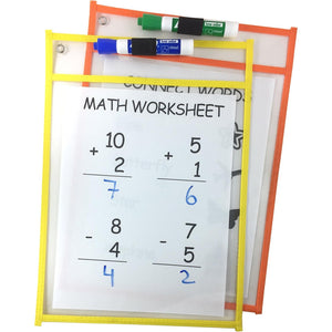 Clipco Dry Erase Pocket Sleeves Assorted Colors (6-Pack)