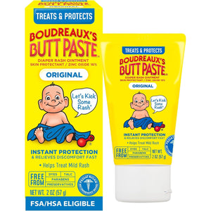 Boudreaux's Butt Paste Original Diaper Rash Cream, Ointment for Baby, 2 oz Tube