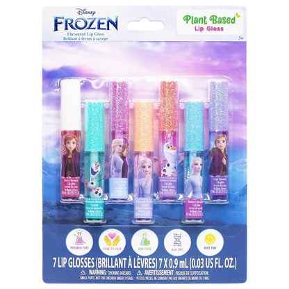 Disney Frozen 7 Piece Plant Based Lip Gloss, Girls Party Favors, First Makeup Set for Girl, Perfect for Parties, Sleepovers, and Birthday Gifts, Ages 3+, by Townley Girl