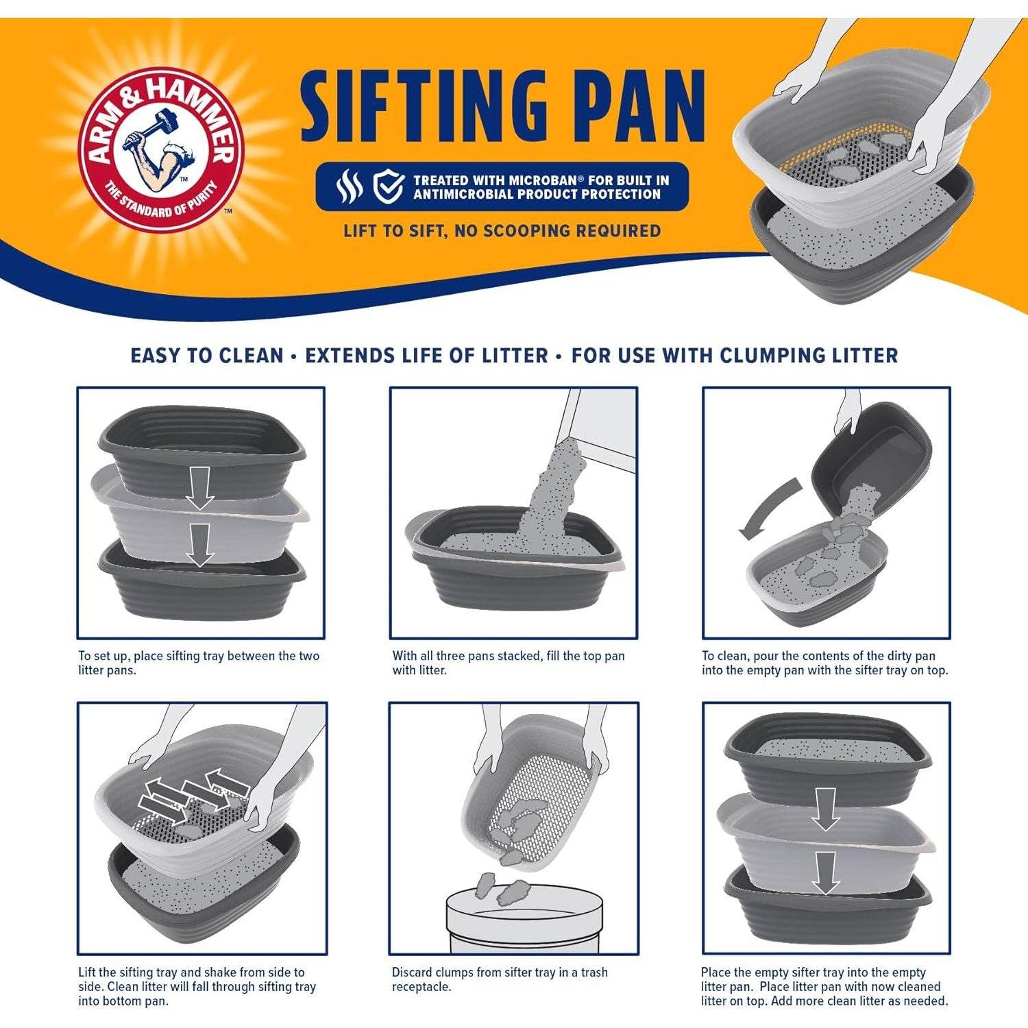 Arm & Hammer Large Sifting Litter Box Scoop Free Cat Litter Tray with Microban, Made in USA - My Store