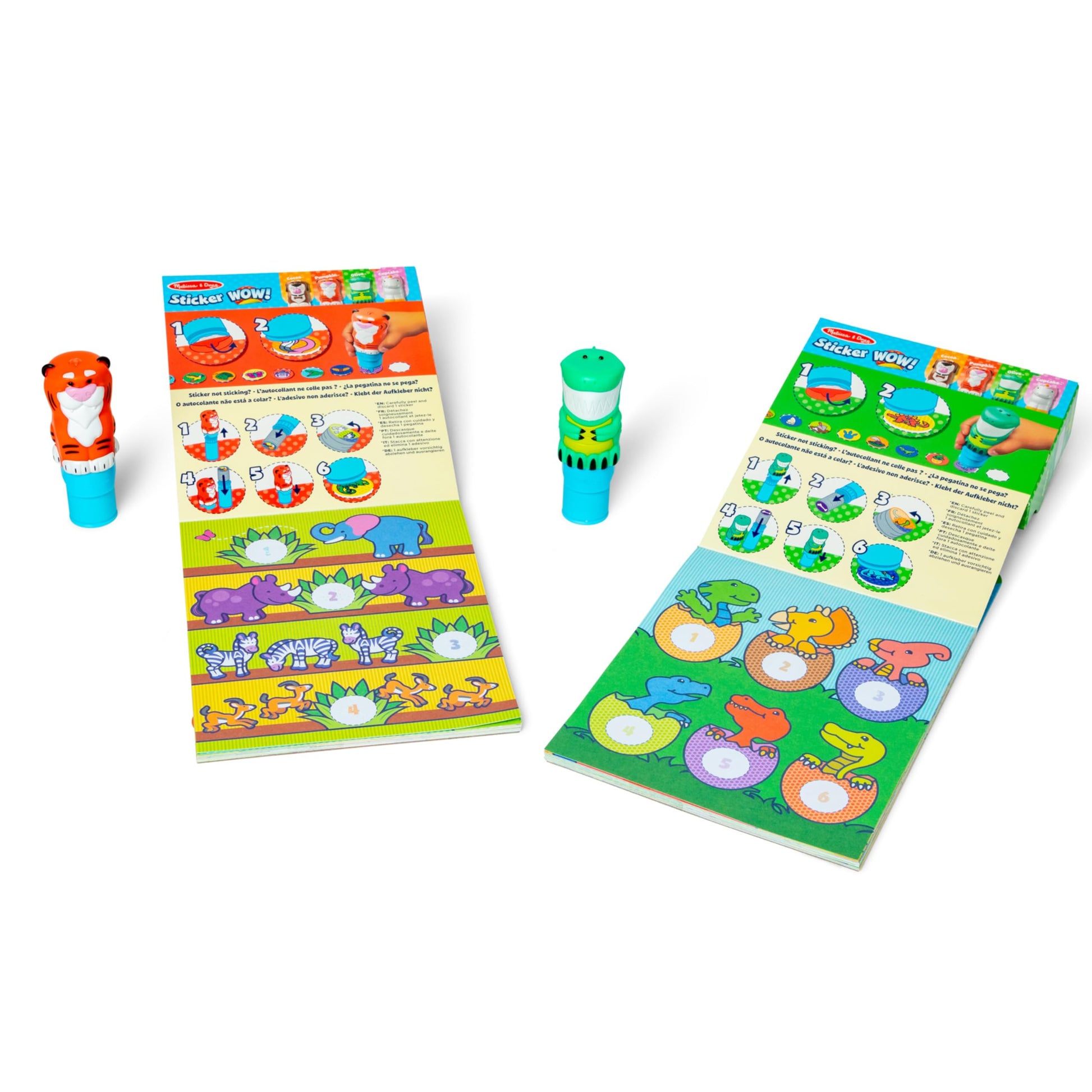Buy now Melissa & Doug Sticker Wow!ƒ?› Dinosaur and Tiger Bundle: 2 24-Page Activity Pads, 2 Sticker Stampers, 600 Stickers, Arts and Crafts Fidget Toy Collectible Characters at indiglob india