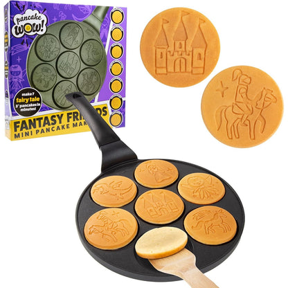 CucinaPro Fantasy Friends Mini Pancake Pan - Nonstick Griddle for Breakfast Magic, Featuring a Princess Castle & More, 7 Unique Flapjacks