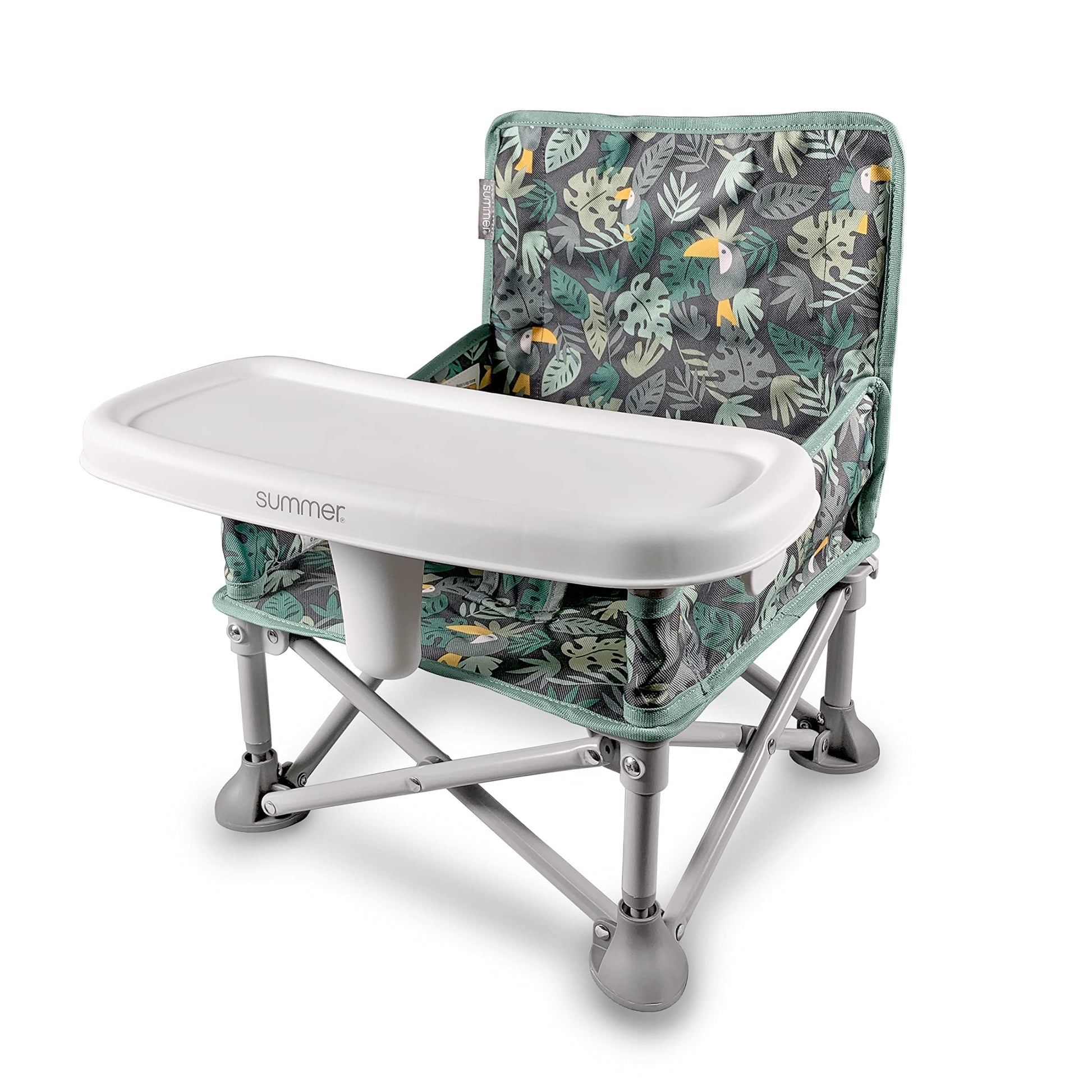 Buy now Summer by Bright Starts Pop 'N Sit Portable Booster Chair, Floor Seat, Indoor/Outdoor Use, Compact Fold, Green, 6 Mos - 3 Yrs Jungle Bontanical 1 Count (Pack of 1) at indiglob india