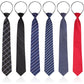 Geyoga 6 Pcs Zipper Ties for Boys Pre Tied Necktie Silky Skinny Ties for Men Long Striped Plaid Tie Novelty Neckties for Business Wedding (Classic Color)