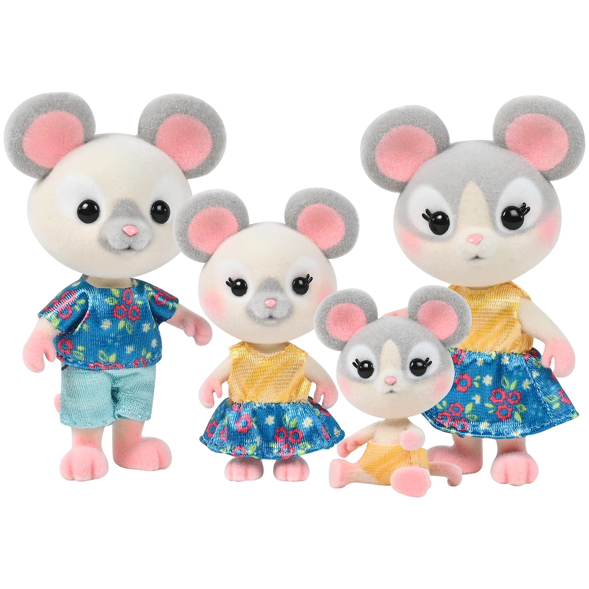 Buy now Honey Bee Acres The Cloverberrys Cow Family, 4 Miniature Doll Figures, Small Cheddars Mouse at indiglob india