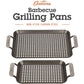 Camerons BBQ Grill Topper Grilling Pans (Set of 2)- Non-Stick Barbecue Trays w Stainless Steel Handles - Indoor Outdoor use for Barbecue & Smoked Meat, Vegetables & Seafood - Grill Essentials Gift Set