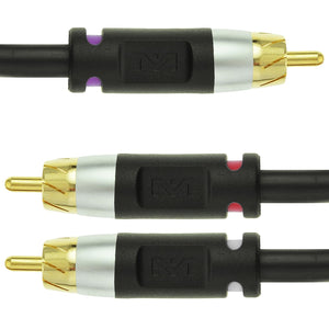 Mediabridge™ Ultra Series RCA Y-Adapter (8 Feet) - 1-Male to 2-Male for Digital Audio or Subwoofer - Dual Shielded with RCA to RCA Gold-Plated Connectors - Black - (Part# CYA-1M2M-8B)