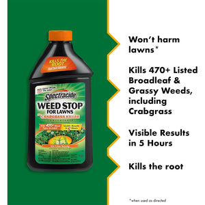 Spectracide Weed Stop For Lawns Plus Crabgrass Killer Concentrate, Weed Killer, 32 Ounces
