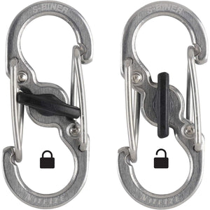 Nite Ize S-Biner MicroLock, Locking Key Holder, Stainless-Steel 2-Pack