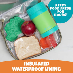 Bentology Lunch Bag for Boys- Kids Insulated Durable Lunchbox Tote Fits Bento Boxes, Containers, Jars & Water Bottles- Reusable School Lunch Sleeve w Clip on Handle- Keep Food Hotter or Colder Longer