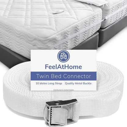 FeelAtHome Twin Bed Converter - Twin to King Mattress Joiner, 33ft Long Connecting Strap