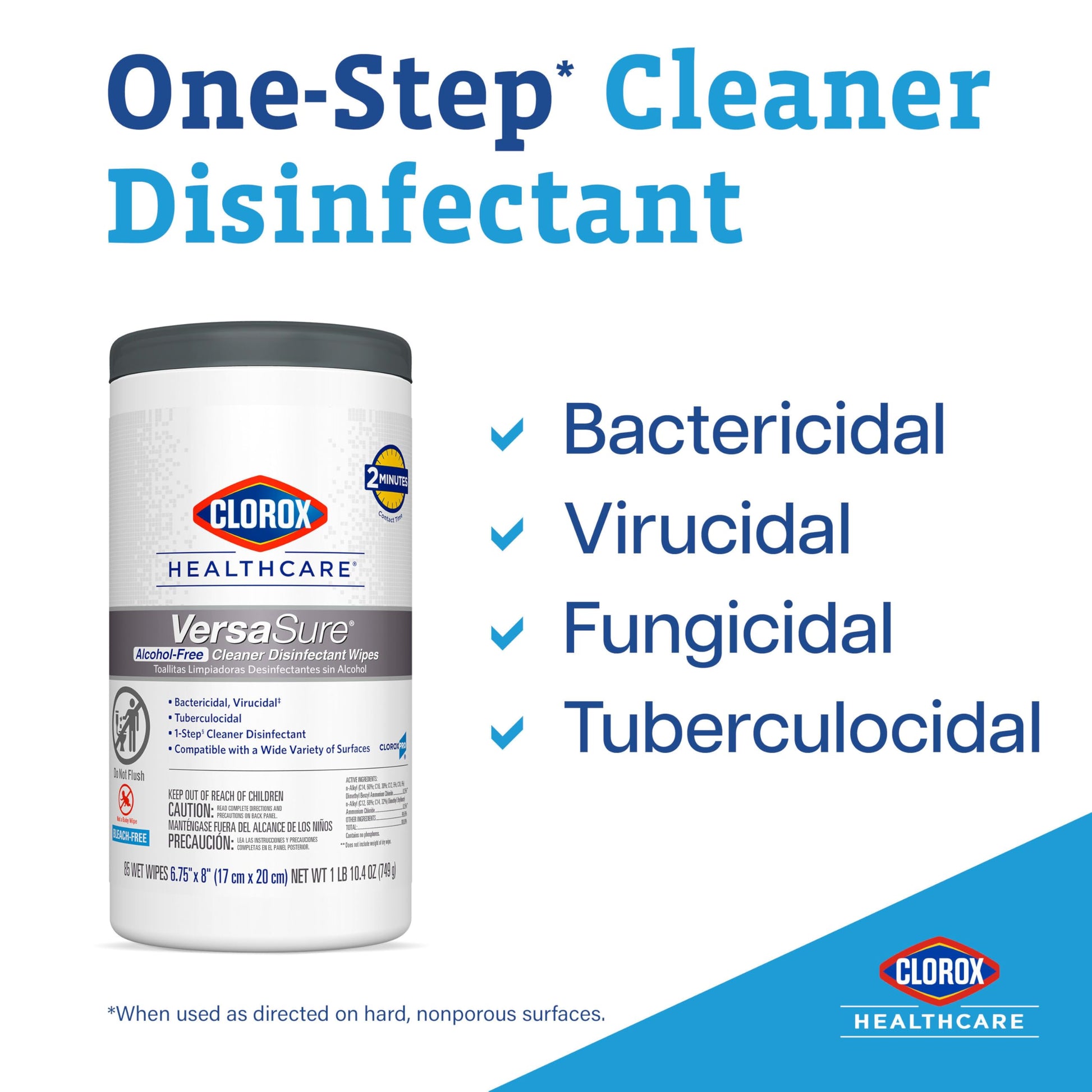 Buy now CLOROX Healthcare VersaSure Cleaner Disinfectant Wipes, 6" x 5", 150 Count Canister (Package May Vary) at indiglob india