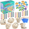 Unicorn & Dragon Wood Painting Kits (24ct)- Perfect Goodie Bag Party Favors for Kids Birthday Party -Each has a Wood Craft, Paints, Brush & Sticker for Boys & Girls - Kids Multi-Item Party Favor Packs - Mermaids and Pirates