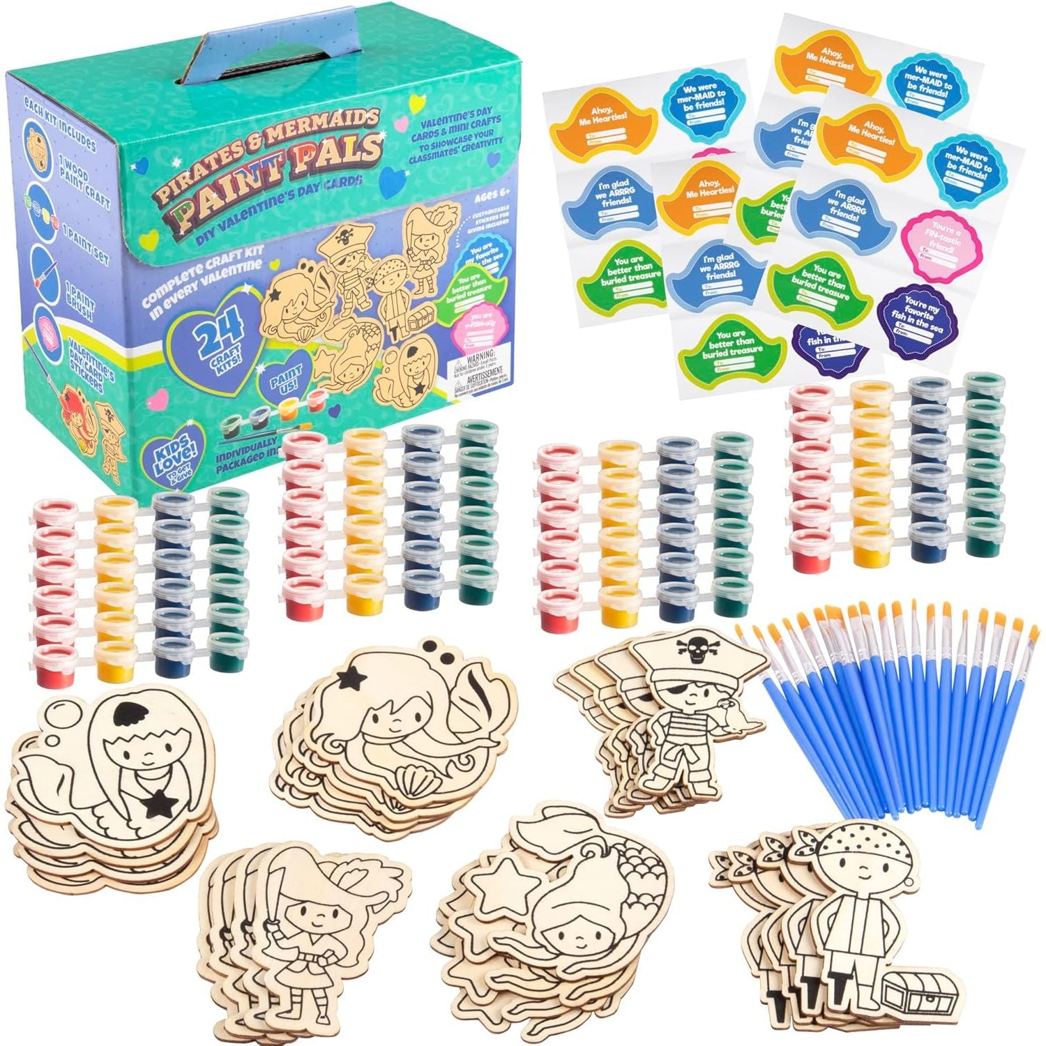 Buy now Unicorn & Dragon Wood Painting Kits (24ct)- Perfect Goodie Bag Party Favors for Kids Birthday Party -Each has a Wood Craft, Paints, Brush & Sticker for Boys & Girls - Kids Multi-Item Party Favor Packs Mermaids and Pirates at indiglob india