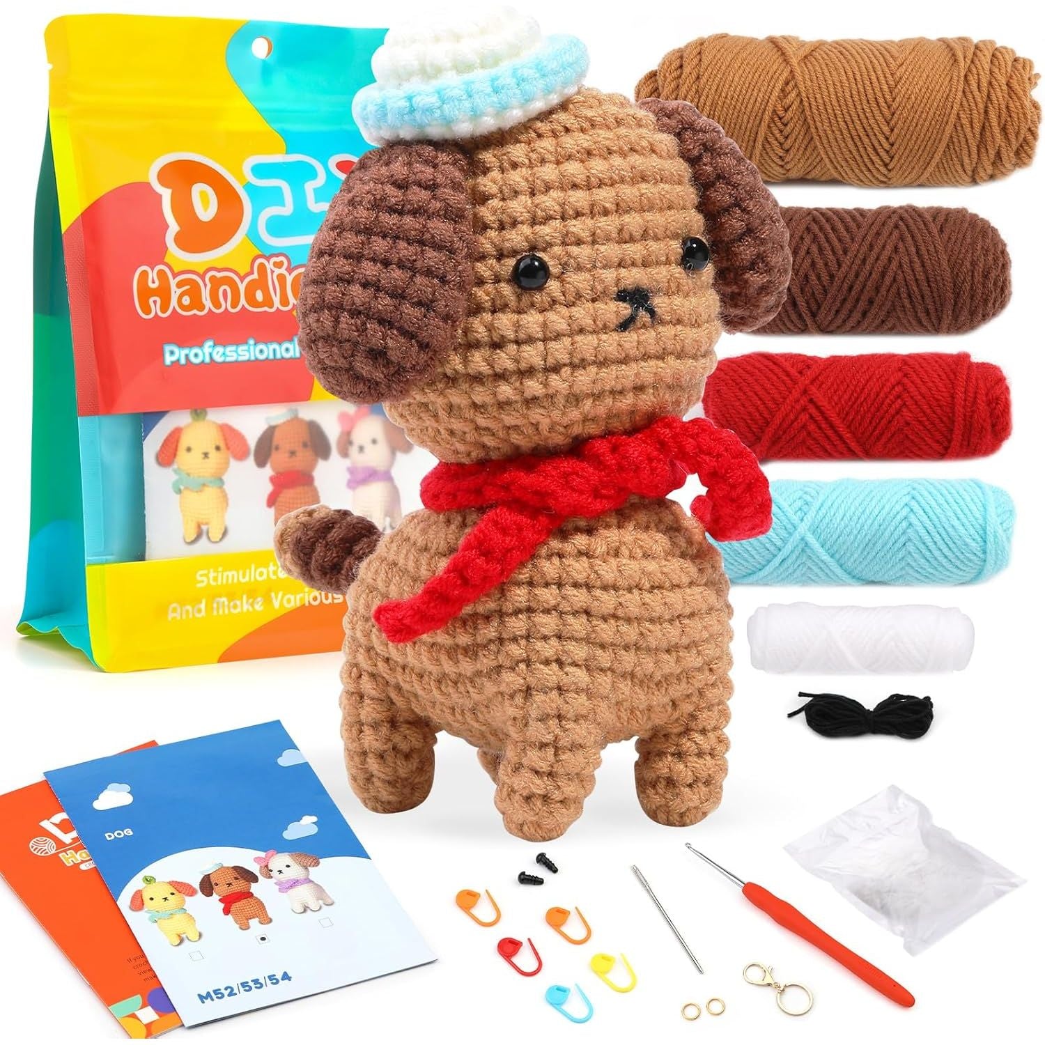 Buy now ZMAAGG Beginners Crochet Kit, Crochet Animal Kit, Knitting Kit with Yarn, Polyester Fiber, Crochet Hooks, Step-by-Step Instructions Video, Crochet Starter Kit for Beginner DIY Craft Art (Penguin) Brown Dog at indiglob india