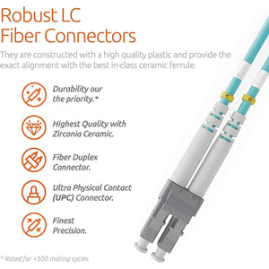 BEYONDTECH 1m (3ft) LC to LC Fiber Patch Cable – UPC Multimode Duplex Fiber Optic Cable – 50/125µm core, Compatible with OM3 – 10G LSZH PUREOptics Series