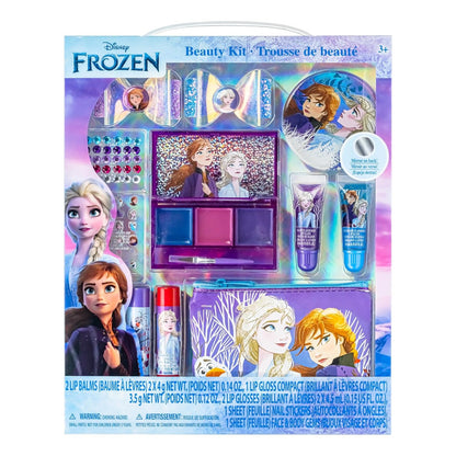 Disney Frozen - Townley Girl Super Sparkly Cosmetic Beauty Makeup Set For Girls with Clips, Lip Gloss, Nail Stickers, Lip Balm, Nail Gems and Mirror For Parties, Sleepovers & Makeovers