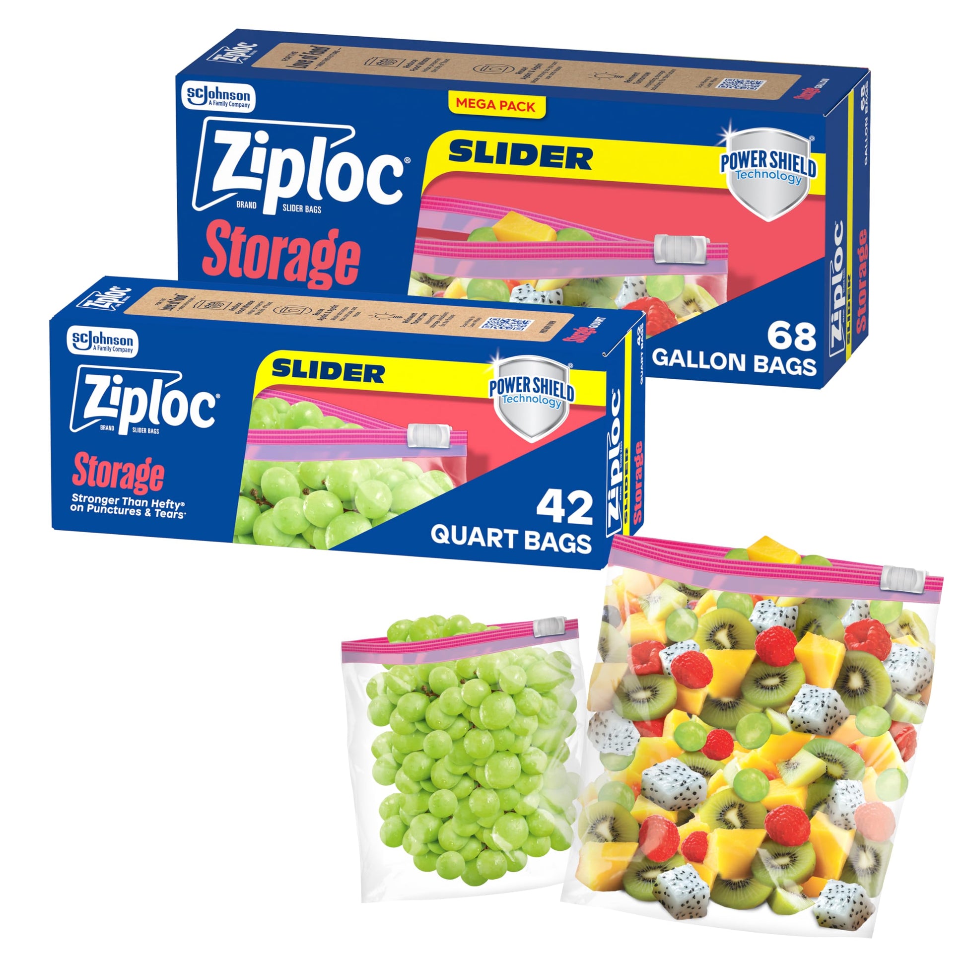 Buy now Ziploc Gallon Food Storage Slider Bags, Power Shield Technology for More Durability, 68 Count at indiglob india
