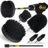 Holikme 6Pack Drill Brush Power Scrubber Cleaning Brush Extended Long Attachment Set All Purpose Drill Scrub Brushes Kit for Grout, Floor, Tub, Shower, Tile, Bathroom and Kitchen Surface，Yellow - Black