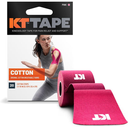 KT Tape, Original Cotton, Elastic Kinesiology Athletic Tape, 20 Count, 10” Precut Strips