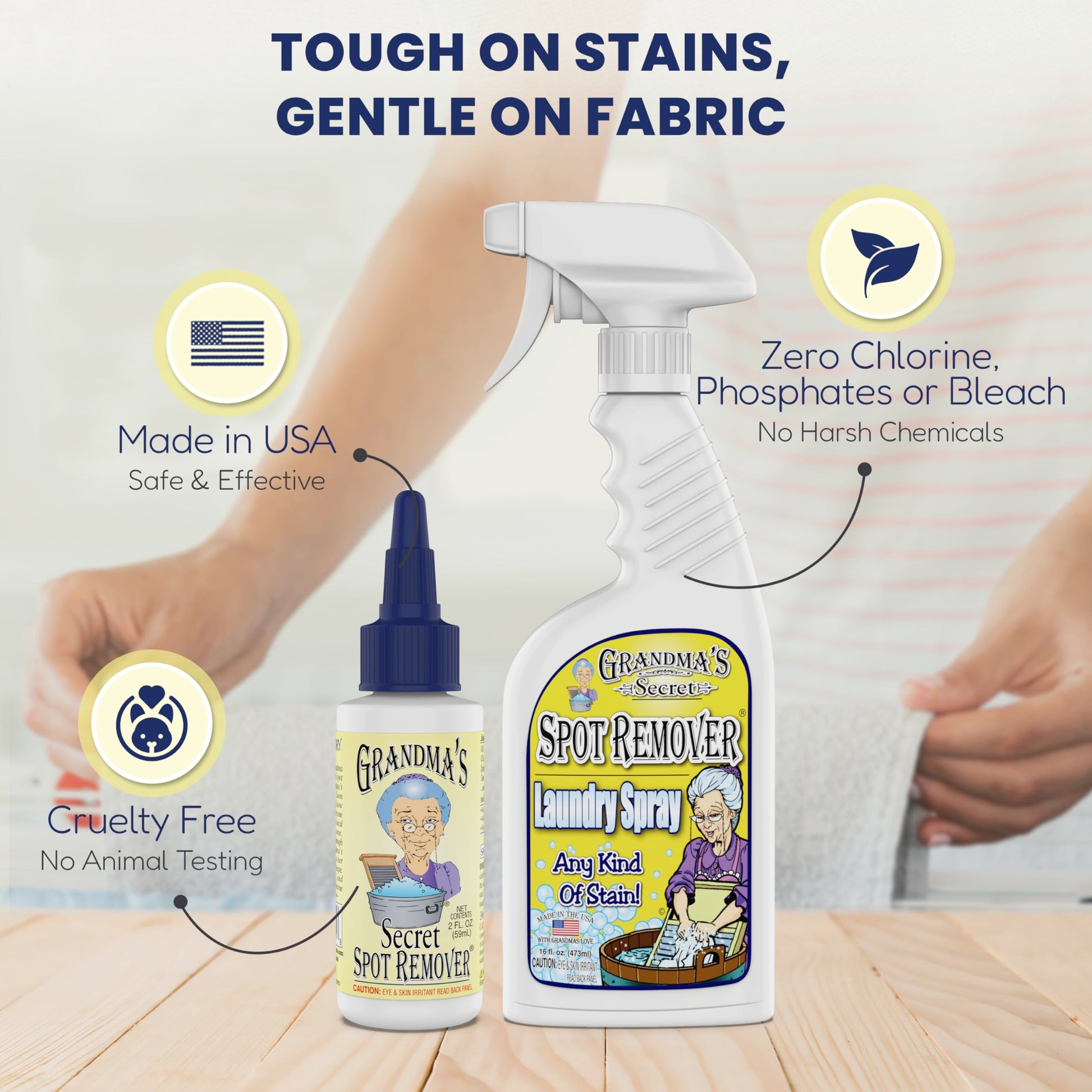 Buy now Grandma's Secret Spot Remover for Clothes - Chlorine, Bleach and Toxin-Free - Fabric Stain Remover Removes Oil, Paint, Blood and Pet Stains – 2 Ounce, Pack of 2 at indiglob india