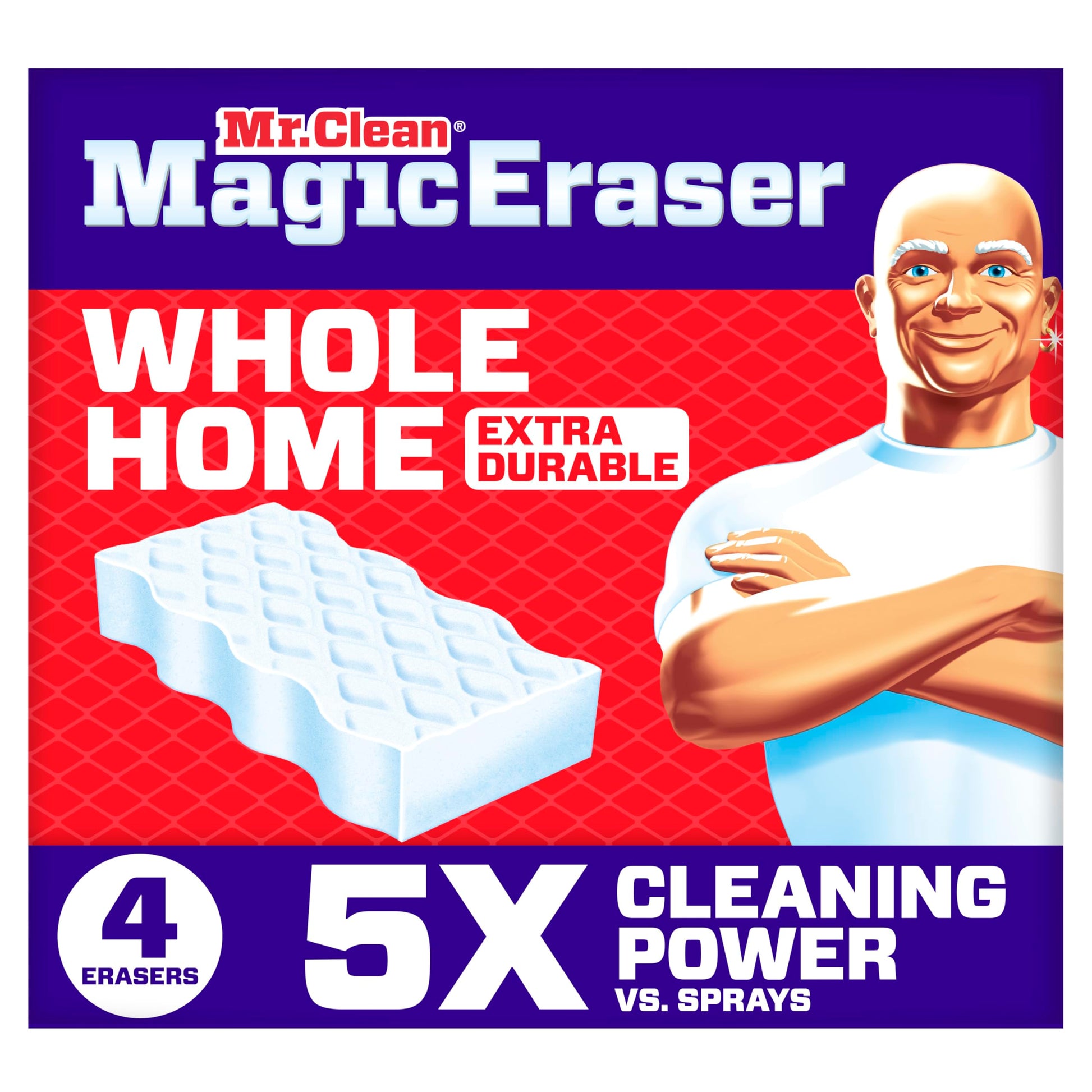 Buy now Mr. Clean Magic Eraser Sponge, All Purpose Cleaner, Cleaning Scrubber, Wall Cleaner, Sneaker Cleaner, Kitchen, Bathroom, Shower Cleaning Supplies, Melamine Sponge, Cleaning Pads, Extra Durable, 10ct at indiglob india