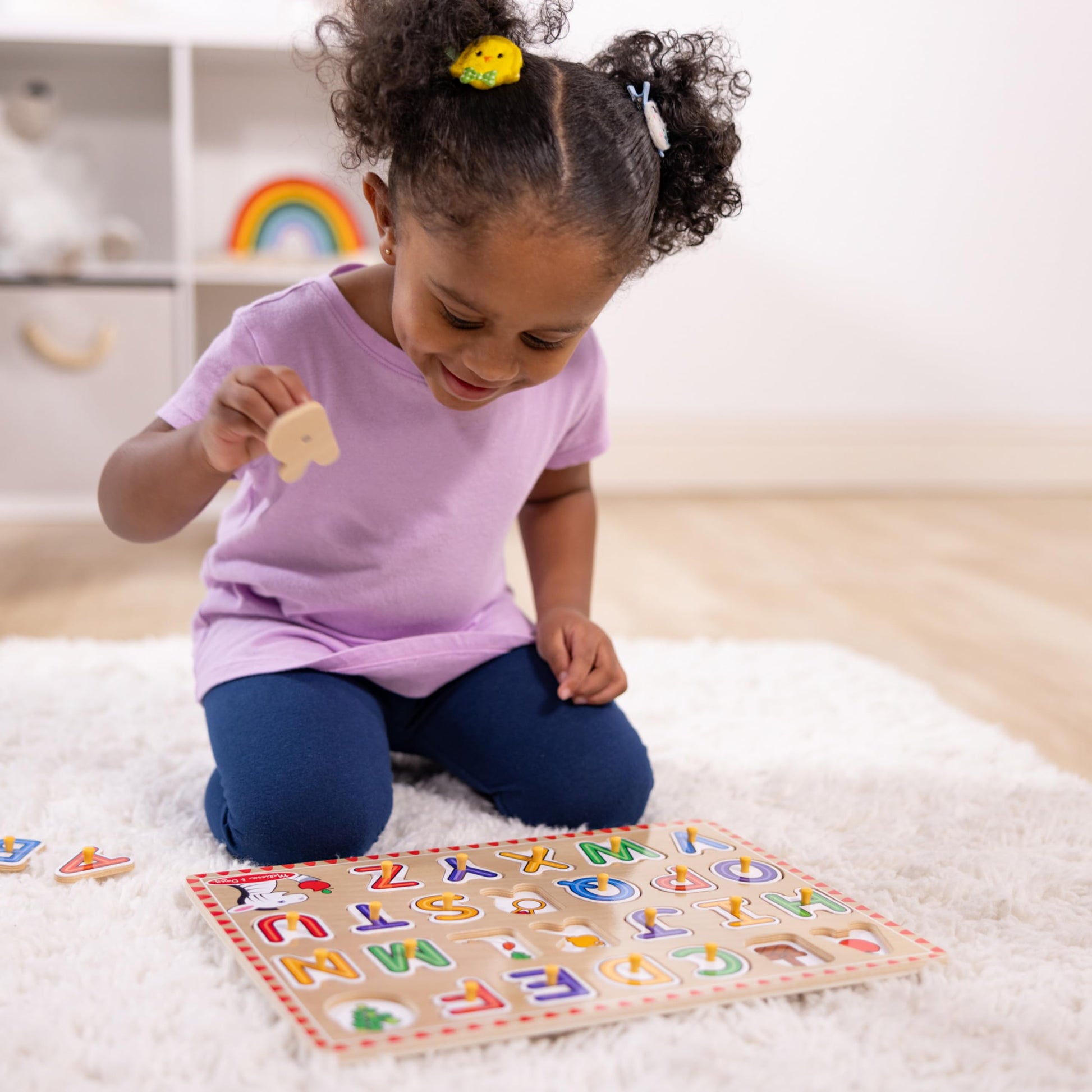 Buy now Melissa & Doug Wooden Lift & See Peg Puzzle Early Learning 2-Pack for Girls and Boys ƒ?? Alphabet, Numbers at indiglob india