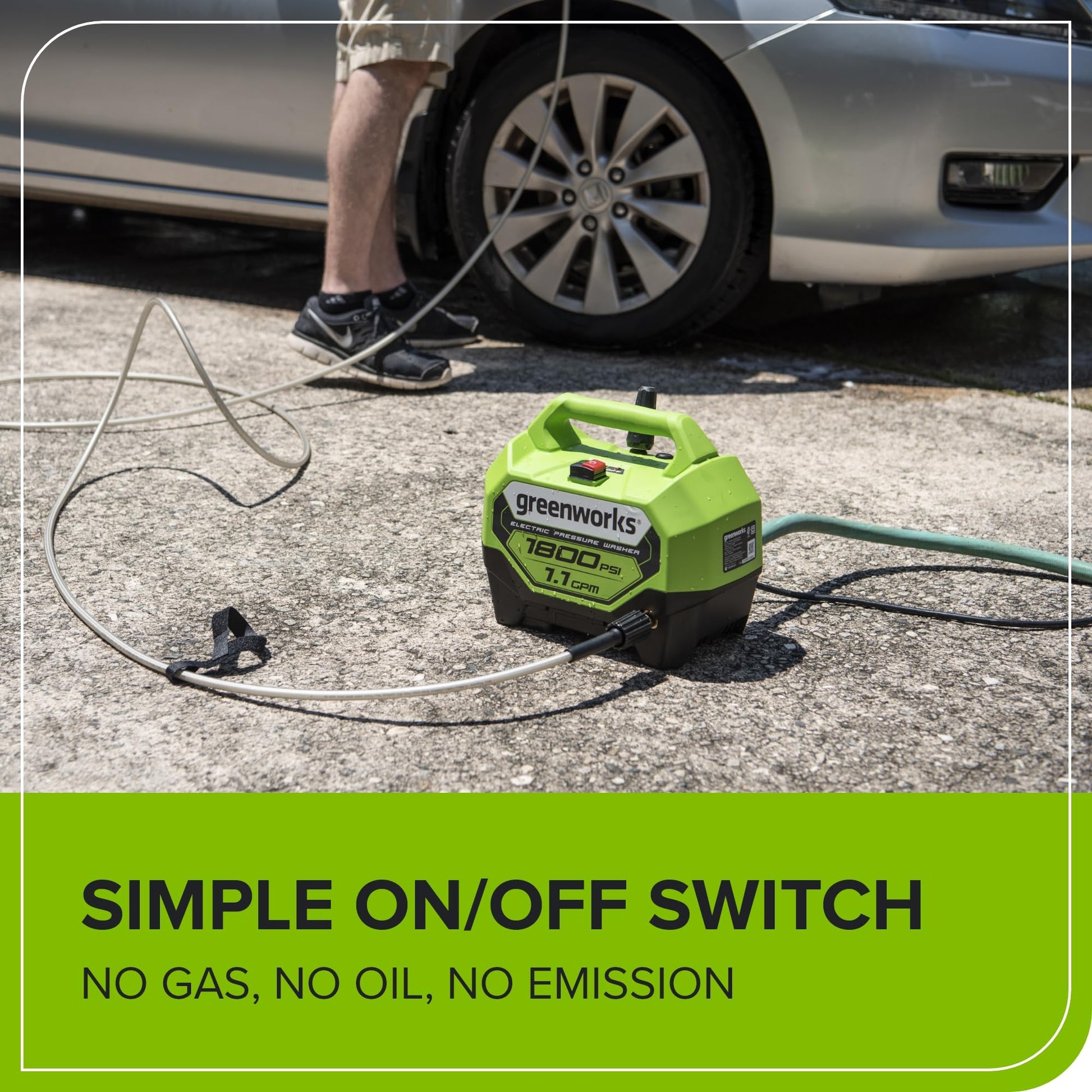 Buy now Greenworks 1800 PSI (1.1 GPM) Electric Pressure Washer PWMA Certified at indiglob india
