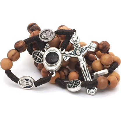 Olive Wood Rosary - Bethlehem Holy Soil, Christian Gift from Jerusalem