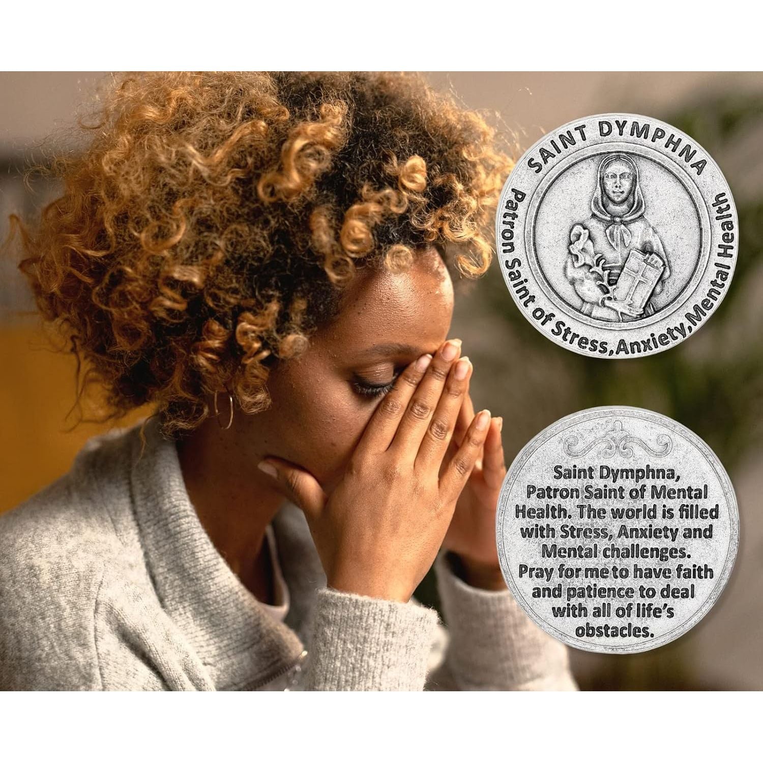 Buy now St St. Saint Dymphna Pocket Token Coin 1.2 with Prayer Catholic Patron Stress Anxiety Mental Health by Gifts Catholic, Inc. at indiglob india