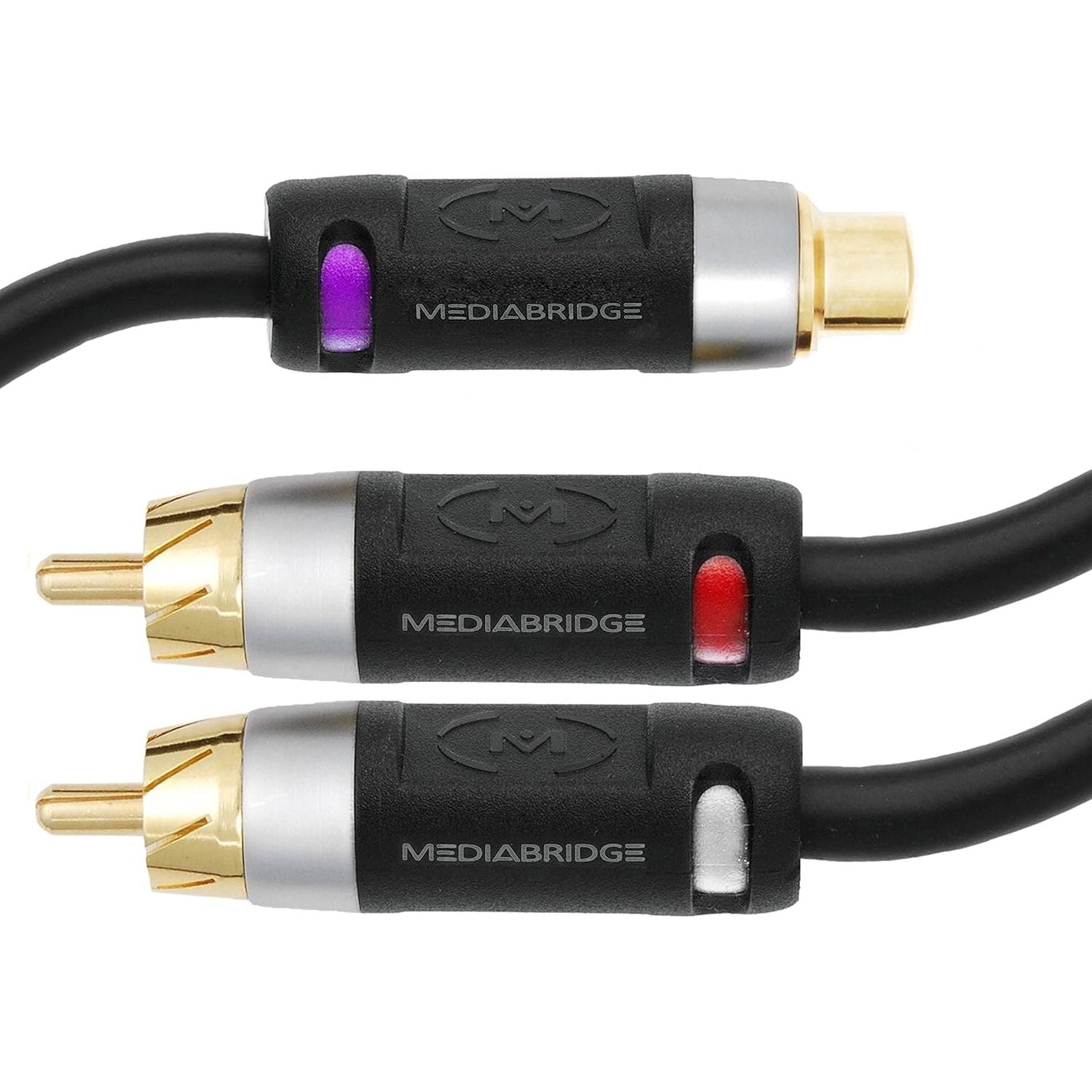 Buy now Mediabridge Ultra Series RCA Y-Adapter (12 Inches) - 2-Male to 1-Female for Digital Audio or Subwoofer - Dual Shielded with Gold-Plated Ultra Series RCA Connectors - Black (Part# CYA-2M1F-P) at indiglob india