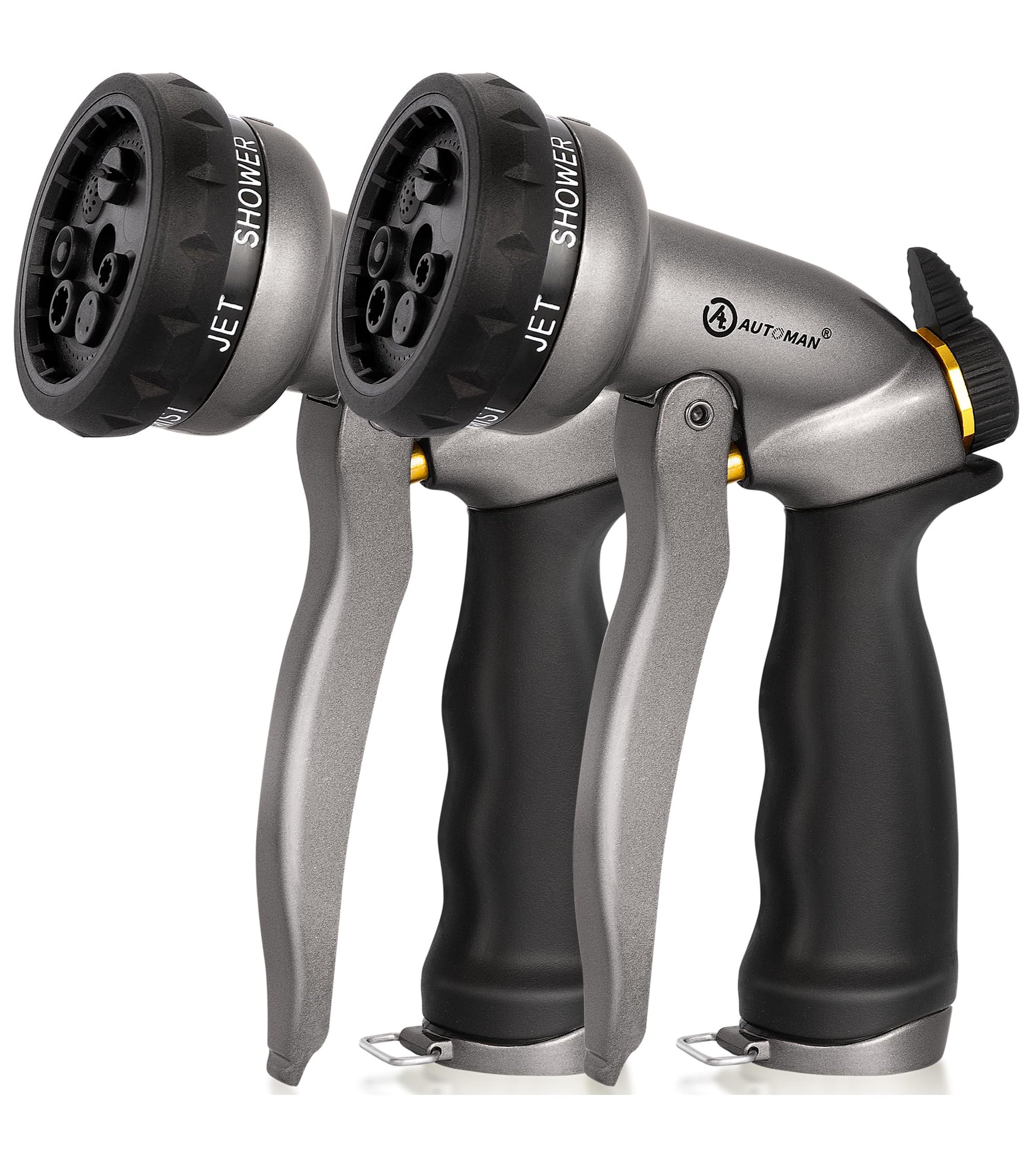 Buy now AUTOMAN-Garden-Hose-Nozzle, ABS Water Spray Nozzle with 7 Adjustable Watering Patterns, Slip Resistant for Watering Plants, Lawn& Garden, Washing Cars, Cleaning, Showering Pets & Outdoor Fun. Metalic Silver ×2 at indiglob india