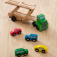 Buy now Melissa & Doug Car Carrier Truck and Cars Wooden Toy Set with 1 Truck and 4 Cars 5.75" x 12" x 3" at indiglob india