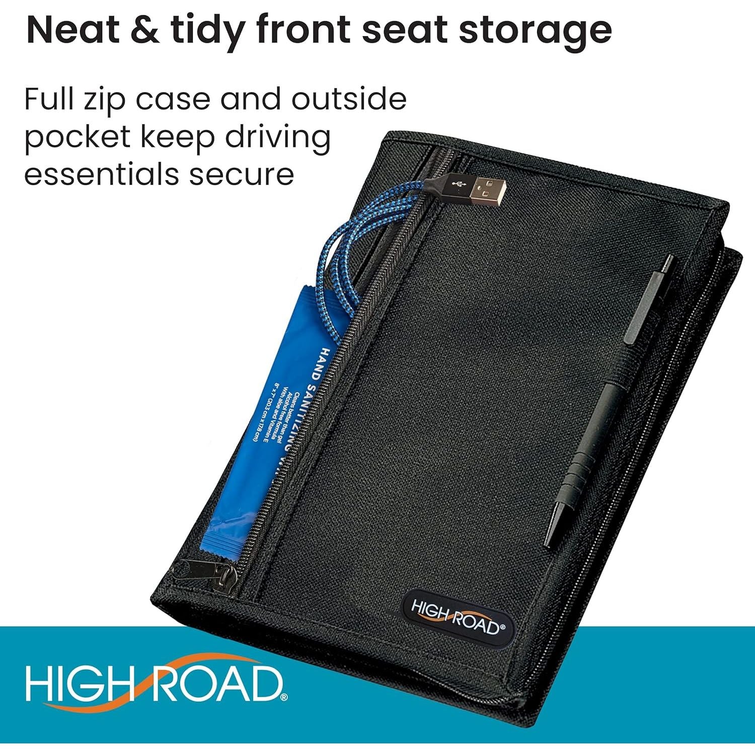 Buy now High Road Car Glove Box Organizer, Registration and Insurance Document Holder and Car Manual Holder with Flexible Secure Zippered Case and Note Pad at indiglob india
