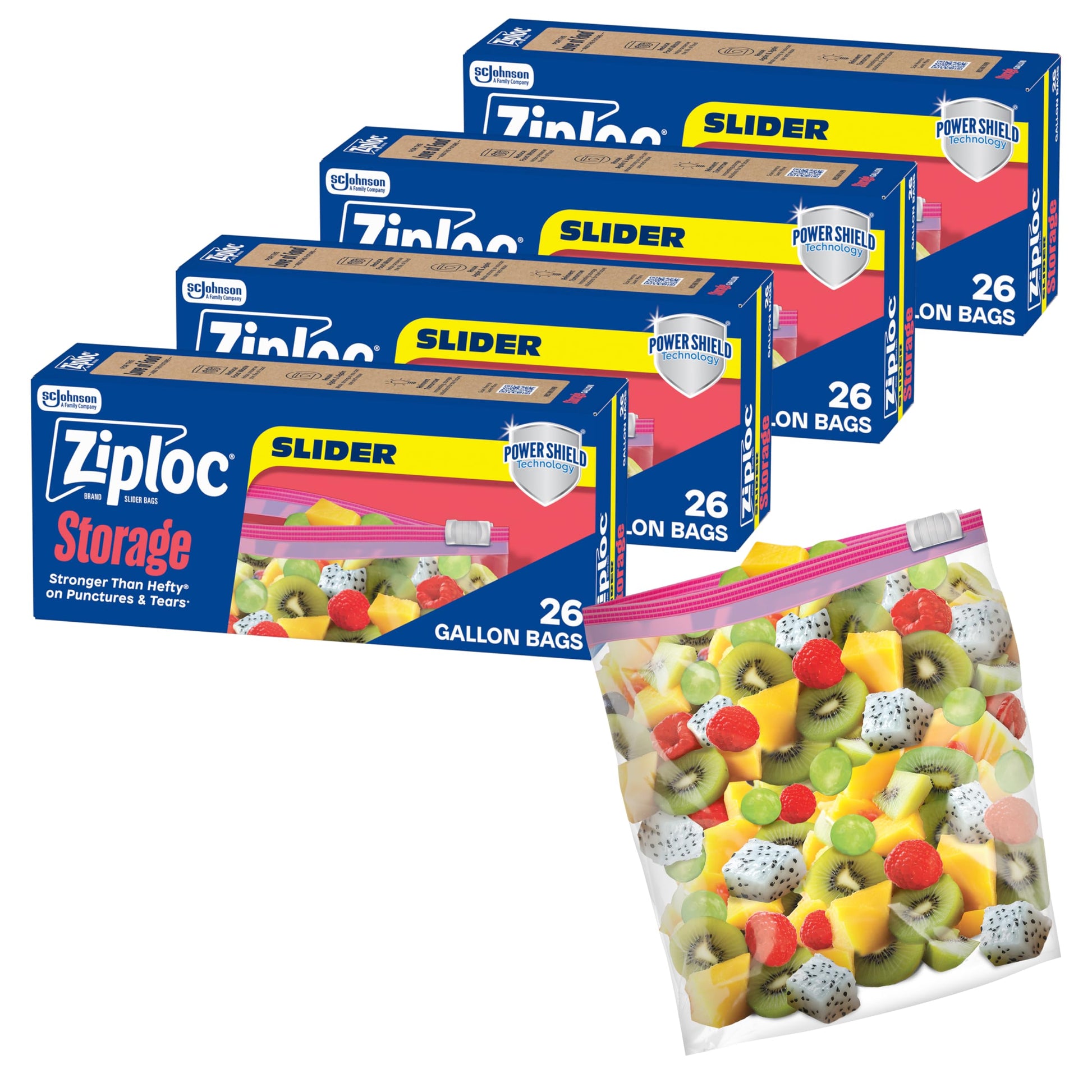 Buy now Ziploc Gallon Food Storage Slider Bags, Power Shield Technology for More Durability, 68 Count at indiglob india