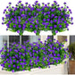 6 Bundles Outdoor Artificial Flowers UV Resistant Fake Boxwood Plants, Faux Plastic Greenery for Indoor Outside Hanging Plants Garden Porch Window Box Home Wedding Farmhouse Decor (Magenta)