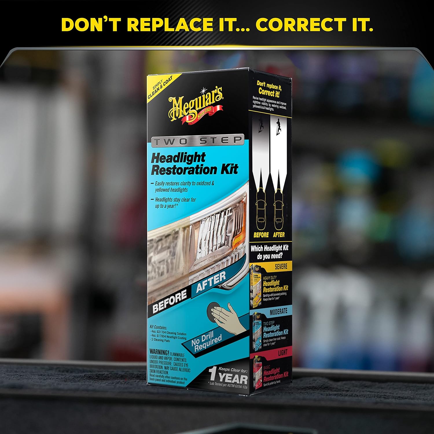 Buy now Meguiar's Two Step Headlight Restoration Kit, Headlight Cleaner Restores Clear Car Plastic and Protects from Re-Oxidation, Includes Headlight Coating and Cleaning Solution - 4 Count (1 Pack) at indiglob india