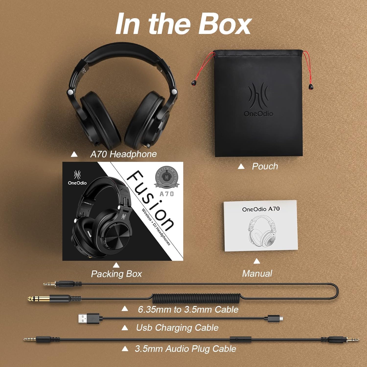 Buy now OneOdio A70 Bluetooth Over Ear Headphones, Wireless Headphones with 72H Playtime, Hi-Res, Built-in Mic, 3.5mm/6.35mm Wired Audio Jack for Studio Monitor & Mixing DJ Guitar AMP, Computer PC Gaming at indiglob india