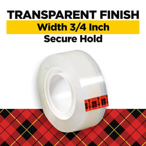 Scotch Transparent Tape, Clear Tape Engineered for Office and Home Use, 1 Inch Core, 3/4 in x 1000 in, 6 Boxes