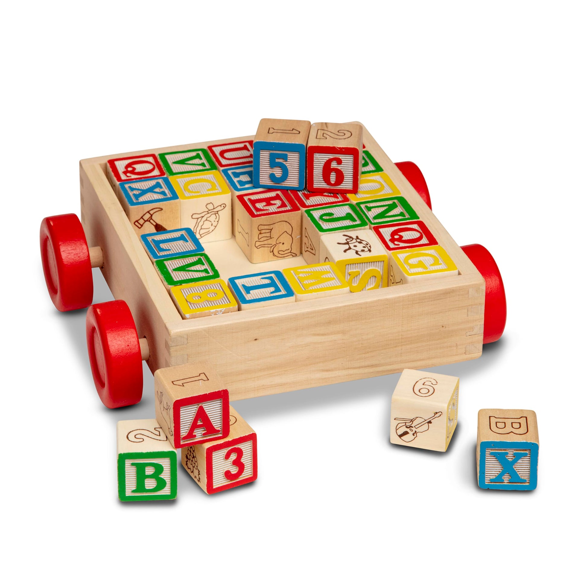 Buy now Melissa & Doug Classic ABC Wooden Block Cart Educational Toy with 30 1-Inch Solid Wood Blocks, Multicolor at indiglob india