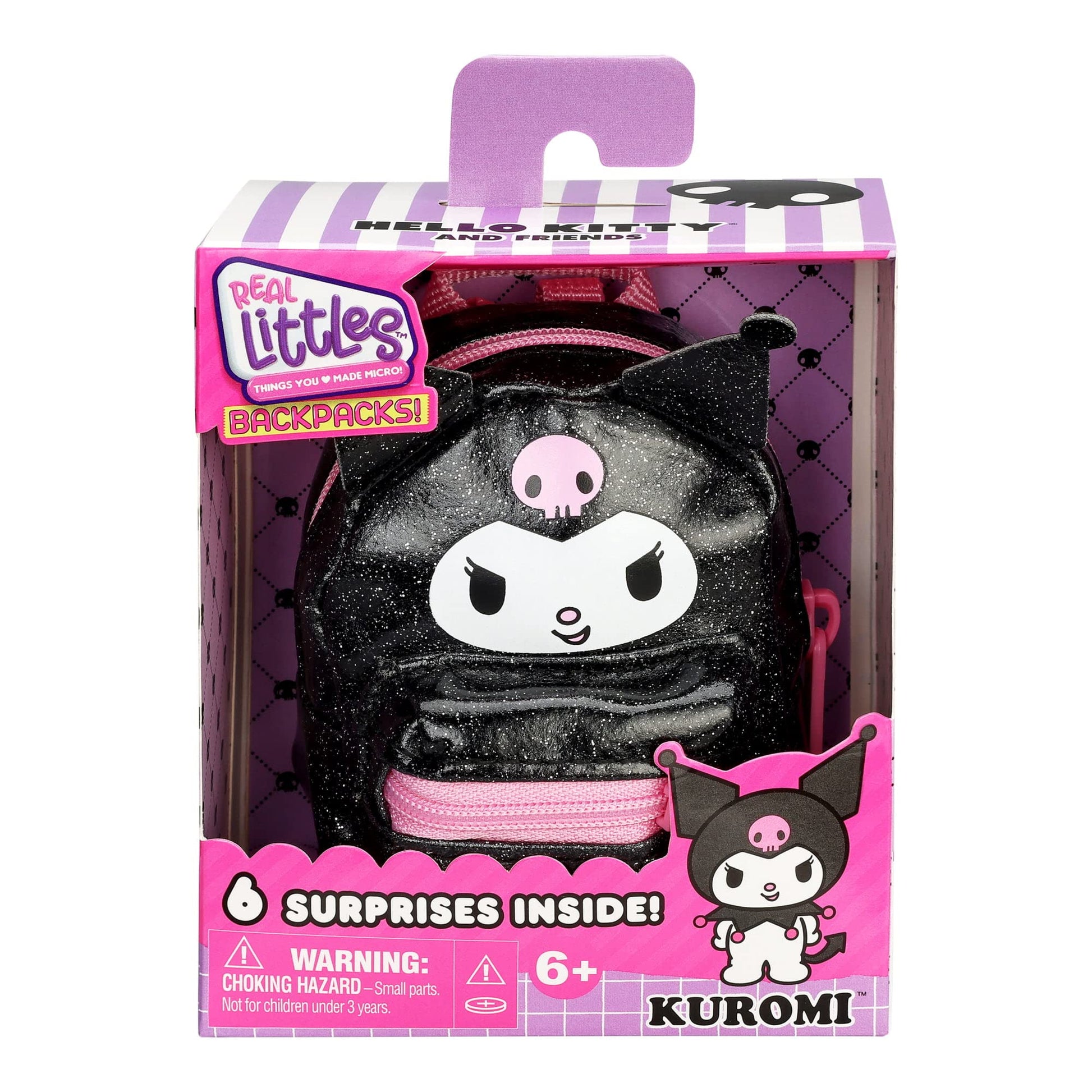 Buy now REAL LITTLES - Collectible Micro Hello Kitty and Friends Backpack with 6 Surprise Accessories Inside! (Kuromi) at indiglob india