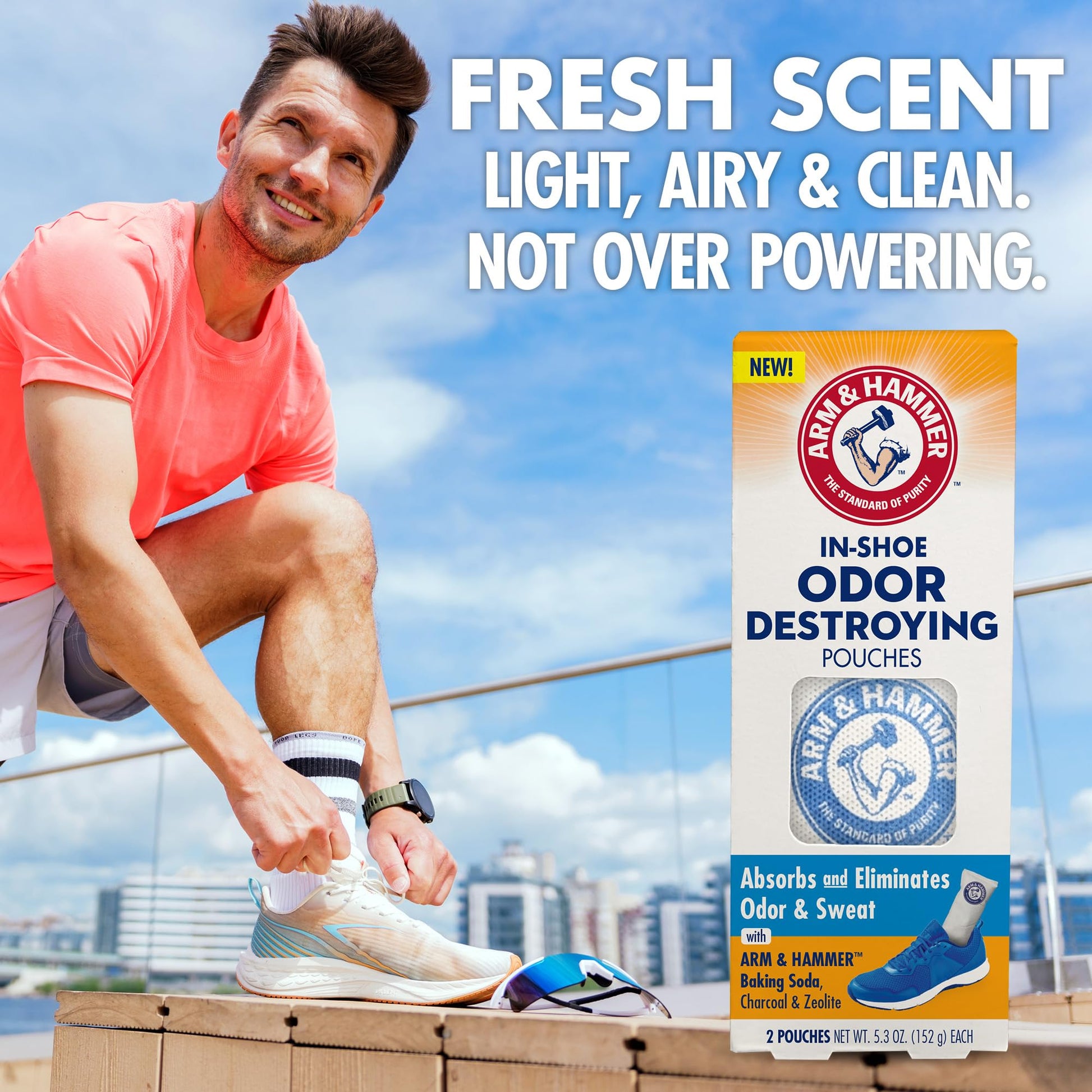 Buy now Arm & Hammer In-Shoe Odor Destroying Pouches, Shoe Deodorizer Insert for Reducing Odor and Absorbing Moisture, Smell Eliminator for All Footwear, Gym Bags and Work Boots (4 Pouches) at indiglob india