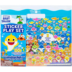 Horizon Group USA Baby Shark Sticker Play Set - 100 Reusable Puffy Stickers – Baby Shark Sticker Bundle for Kids Ages 3 and Up