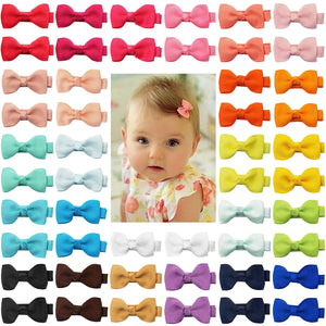 CÉLLOT Baby Hair Clips 50 Pieces 25 Colors in Pairs Baby Girls Fully Lined Bows Hair Pins Tiny 2" Hair Bows Alligator Clips for Girls Infants Toddlers
