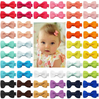 CÉLLOT Baby Hair Clips 50 Pieces 25 Colors in Pairs Baby Girls Fully Lined Bows Hair Pins Tiny 2" Hair Bows Alligator Clips for Girls Infants Toddlers