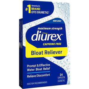 Diurex Caffeine-Free Bloat Relief, Maximum Strength, Relieve Water Bloat Discomfort, Up to 6 Hours of Relief, 24 Count