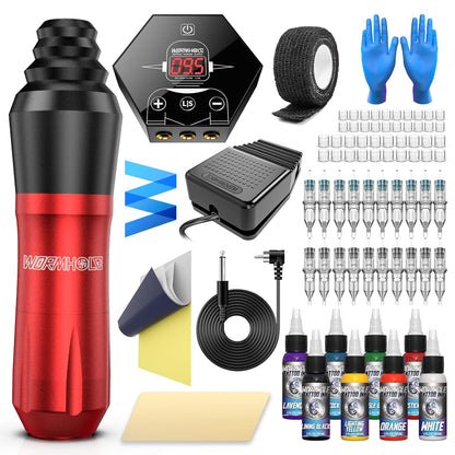 Wormhole WTK080 Tattoo Machine Kit - Rotary Tattoo Pen Kit Complete for Beginners