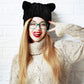 SATINIOR Cute Cat Ear Beanie Hat Cat Knitted Hat Winter Cable Knit for Women