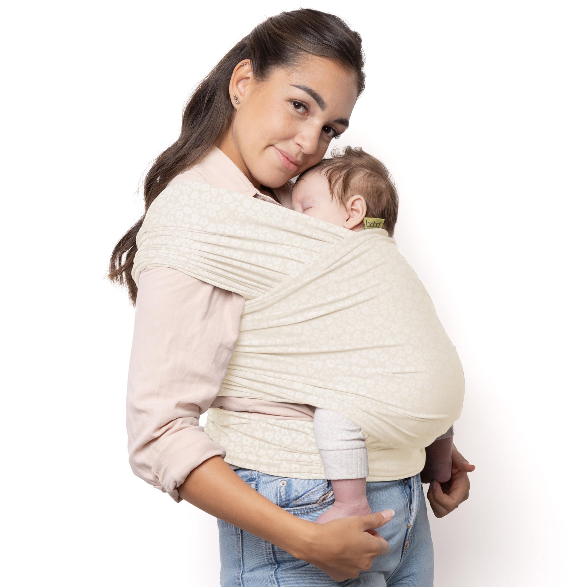 Buy now Boba Baby Wrap Carrier – Original Baby Sling Carrier for Newborns (7–35 lbs), Soft, Secure, Hands-Free & Ergonomic, Ideal for Comfortable Bonding, New Parents (Grey) Bamboo Serenity Oat Meadow at indiglob india